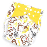 Pikkaboo - Diaper with Adjustable Snap Buttons - Monkey - Laadlee