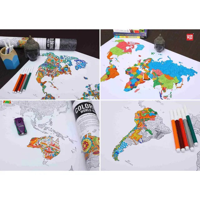Unikplay World Map Geography Colouring Poster - Laadlee