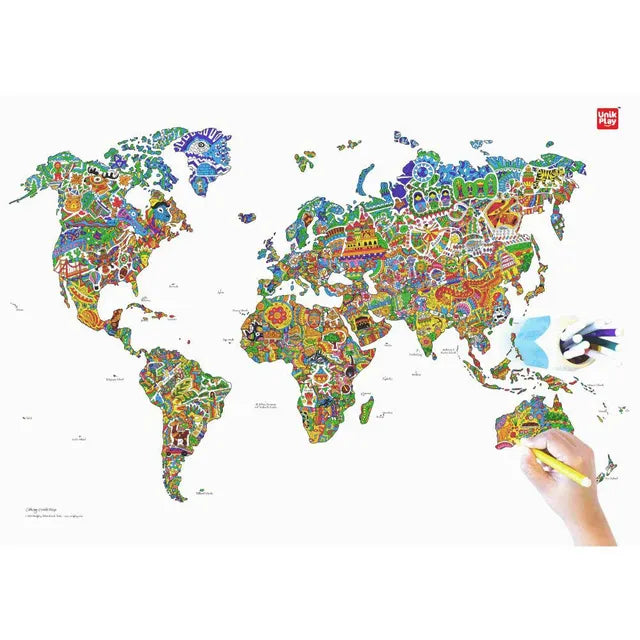 Unikplay World Map Geography Colouring Poster - Laadlee