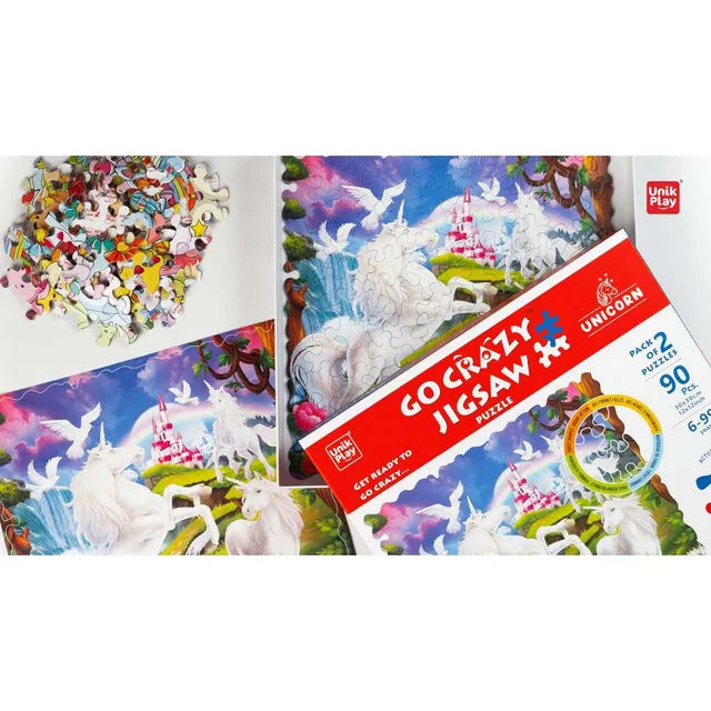 Unikplay Go Crazy Jigsaw Puzzle 2 Trays - Unicorn - Laadlee