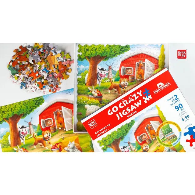 Unikplay Go Crazy Jigsaw Puzzle 2 Trays - Farm - Laadlee