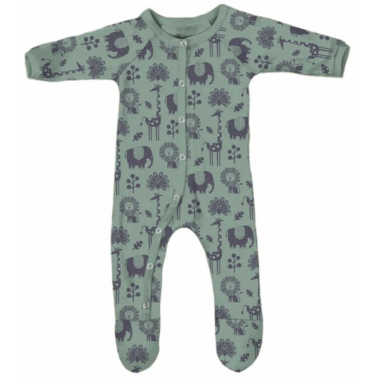Olen Organic - Phia Printed Footed Pajama - Tea Green - Laadlee