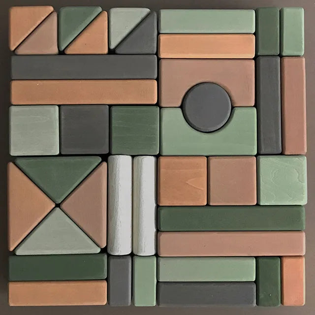 SABO Concept - Wooden Castle Building Blocks Set - Green and Brown - Laadlee