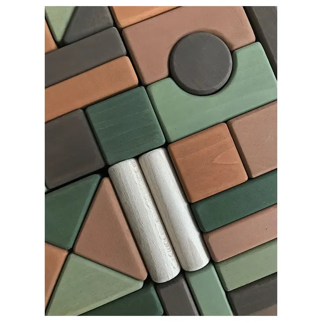 SABO Concept - Wooden Castle Building Blocks Set - Green and Brown - Laadlee