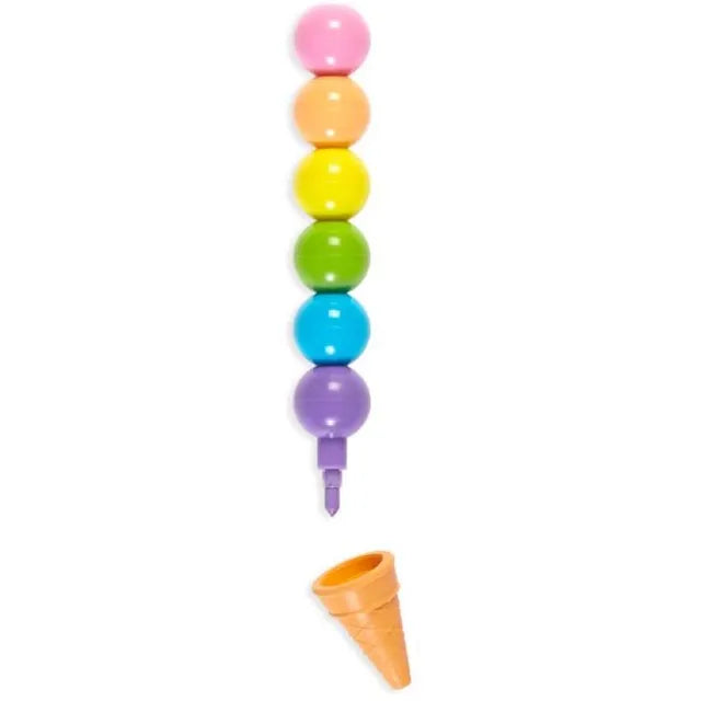 OOLY Rainbow Scoops Stacking Erasable Crayons + Scented Eraser - 6-in-1 - Laadlee