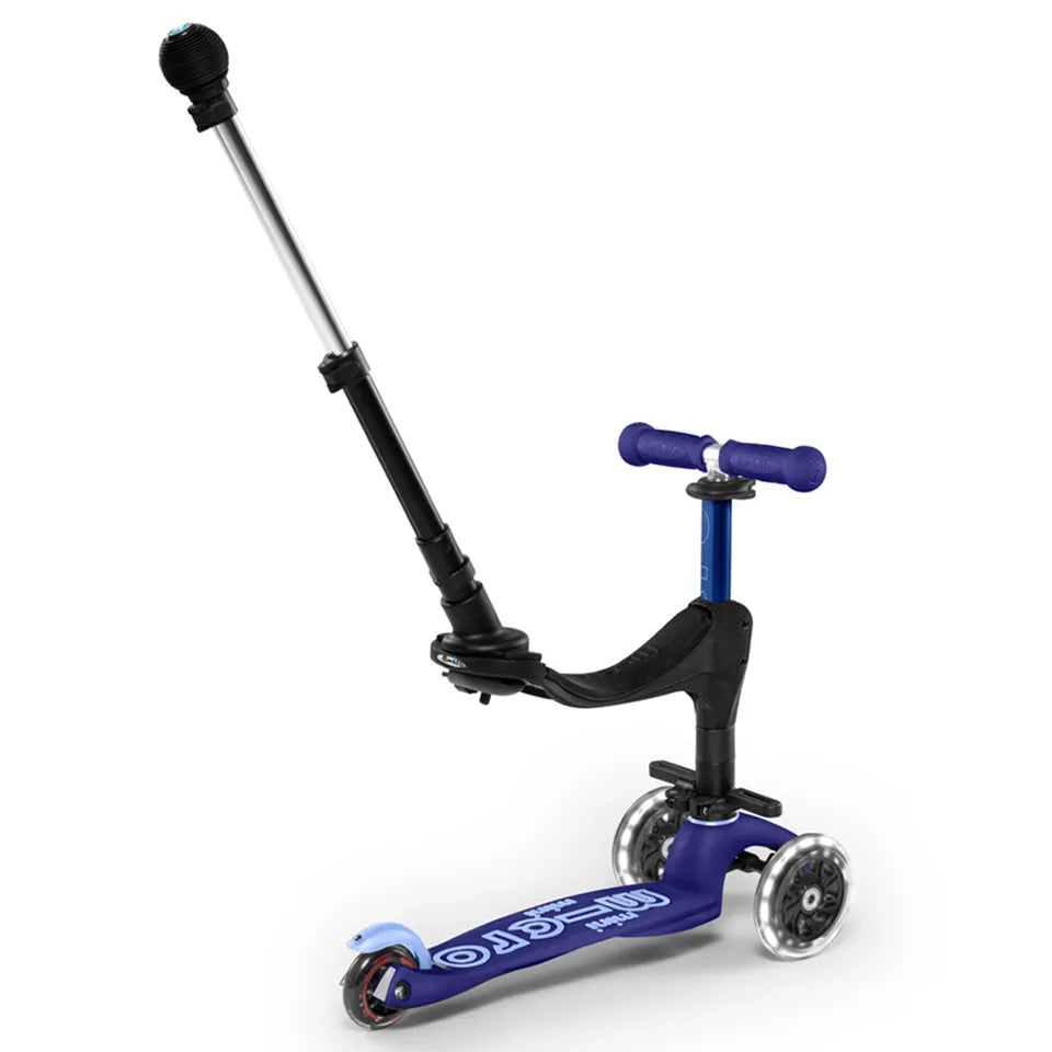 Micro Mini 3-in-1 Deluxe Plus Scooter with LED Wheels - Blue - Laadlee