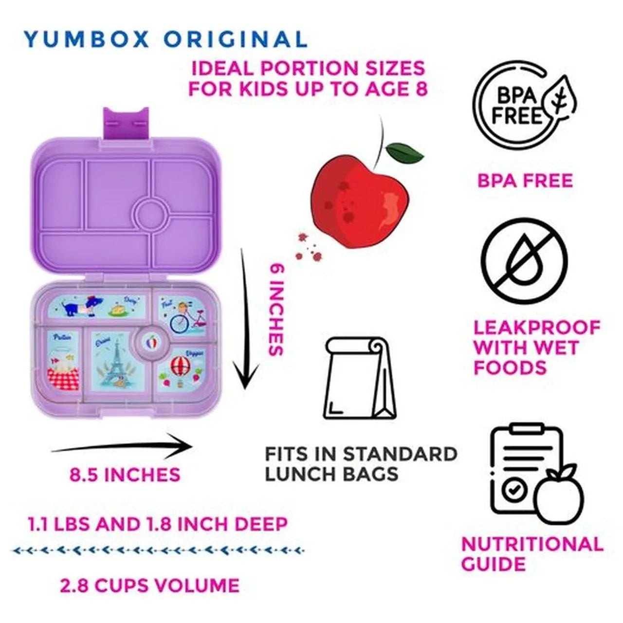 Yumbox Original 6 Compartment Paris Lunch Box - Lulu Purple - Laadlee