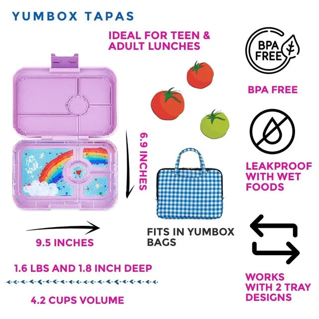 Yumbox Tapas 4 Compartment Rainbow Lunch Box - Seville Purple - Laadlee