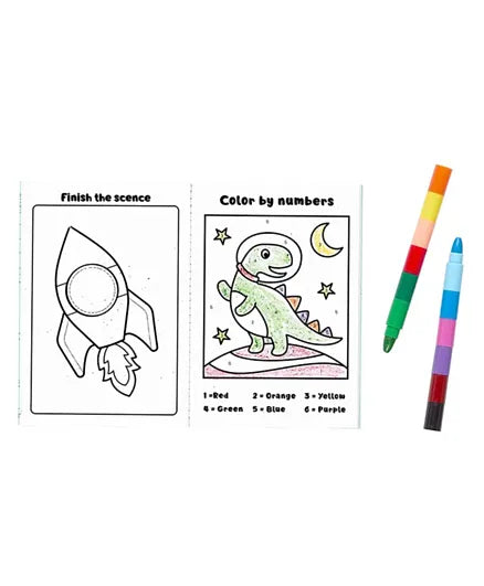 OOLY Mini Traveler Coloring & Activity Kit - Dinosaurs in Space - Laadlee