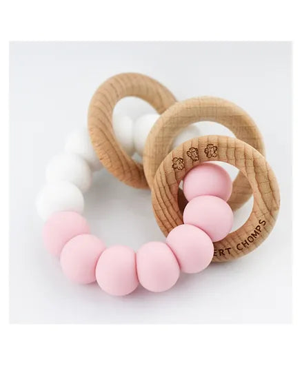 Desert Chomps Trio Rattle Teether - Pink - Laadlee