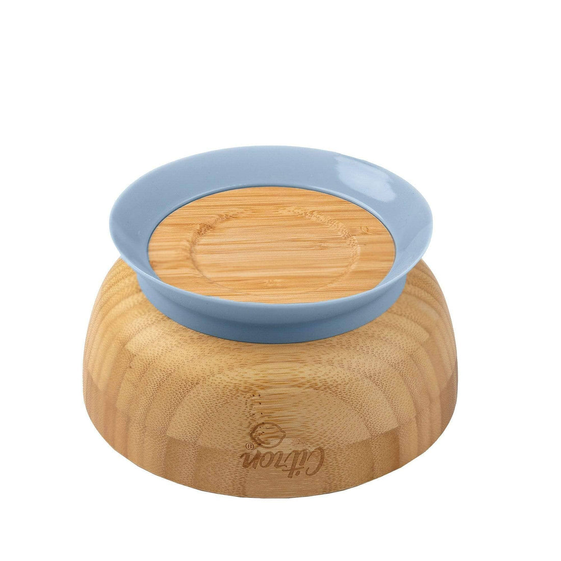 Citron Organic Bamboo Bowl 300ml Suction & Spoon - Dusty Blue - Laadlee