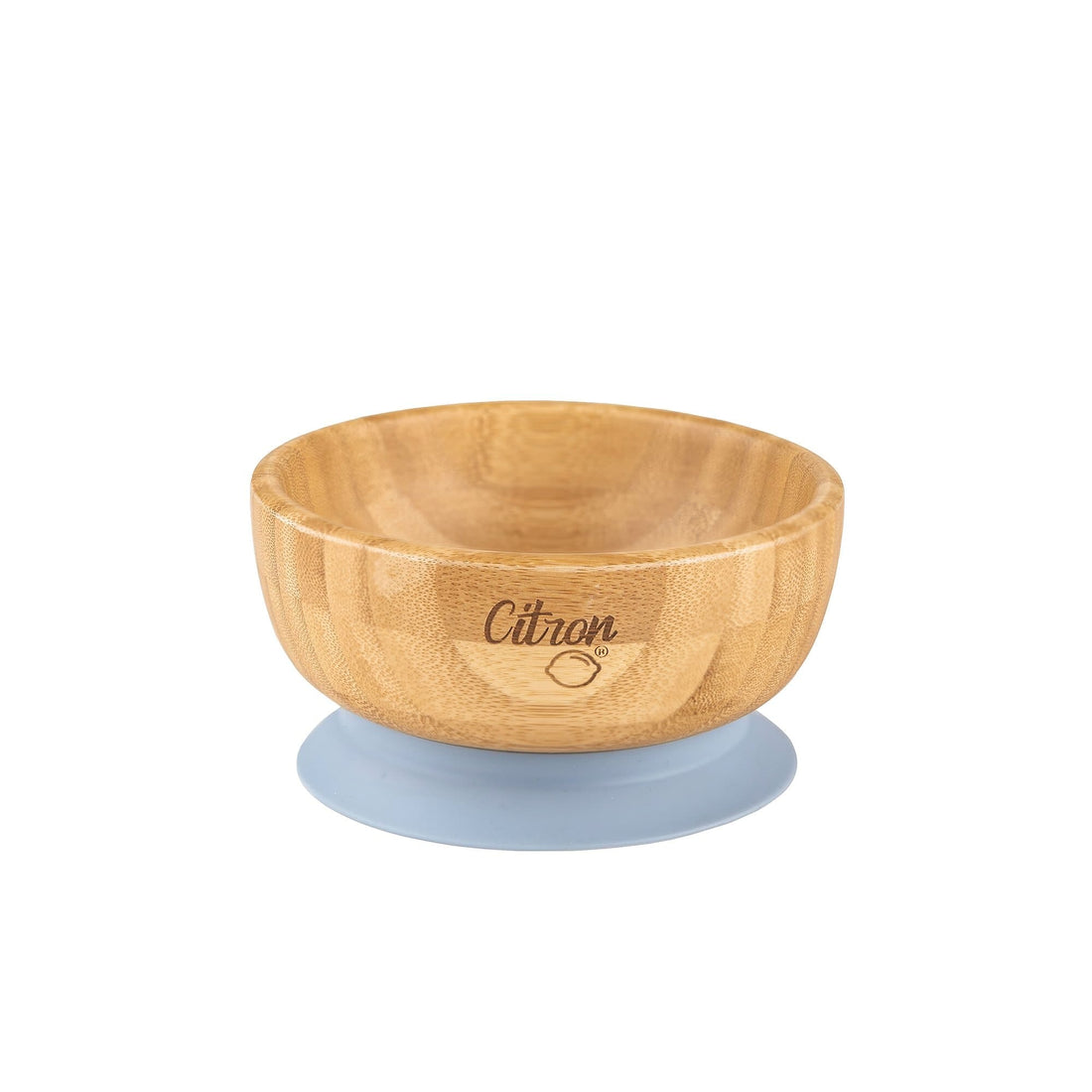Citron Organic Bamboo Bowl 300ml Suction & Spoon - Dusty Blue - Laadlee