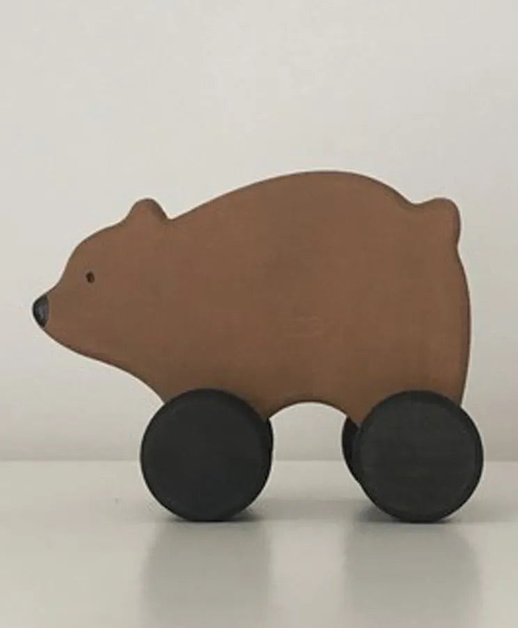 SABO Concept - Wooden Toy Rolling Bear - Brown - Laadlee