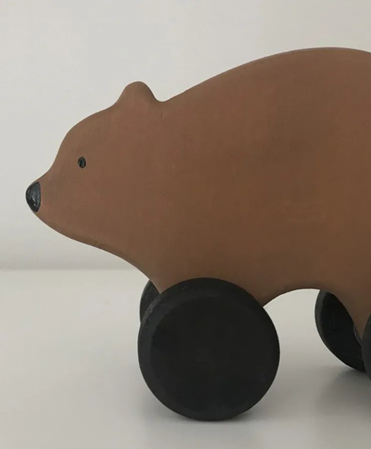 SABO Concept - Wooden Toy Rolling Bear - Brown - Laadlee