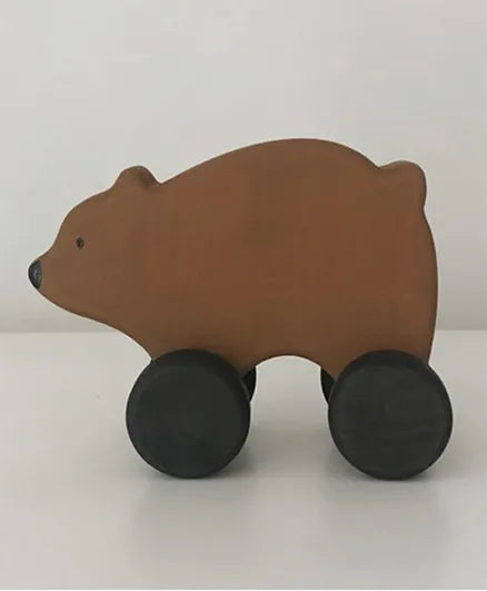 SABO Concept - Wooden Toy Rolling Bear - Brown - Laadlee