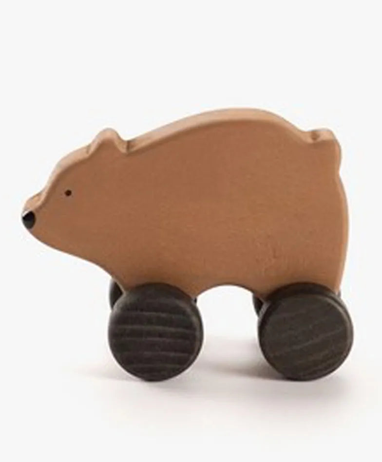 SABO Concept - Wooden Toy Rolling Bear - Brown - Laadlee