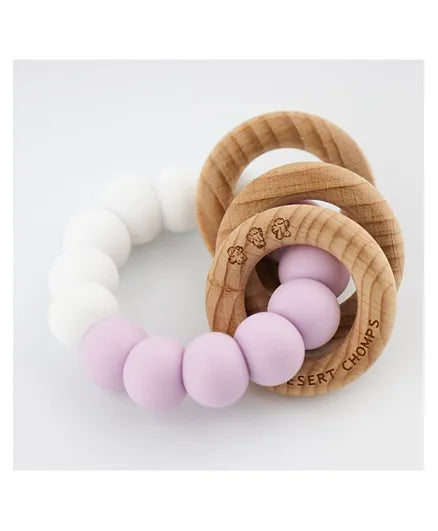 Desert Chomps Trio Rattle Teether - Lilac - Laadlee