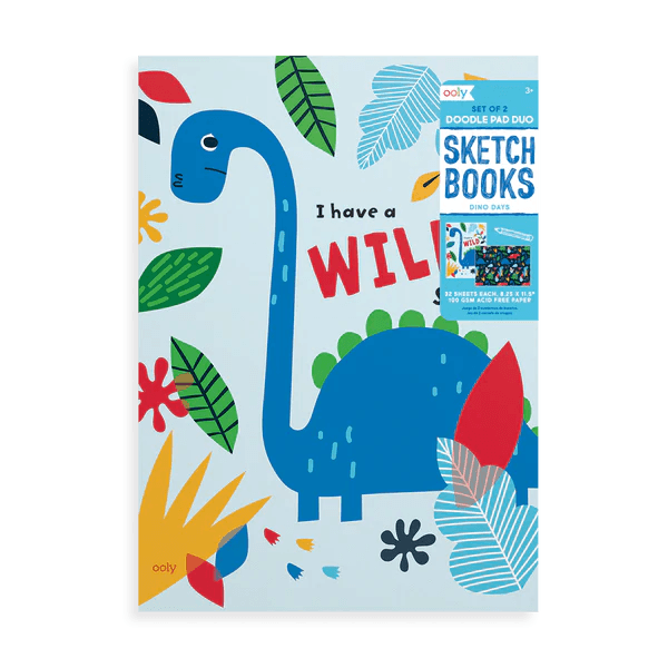 OOLY Doodle Pad Duo Sketchbooks - Dino Days (set of 2 white paper sketchbooks) - Laadlee