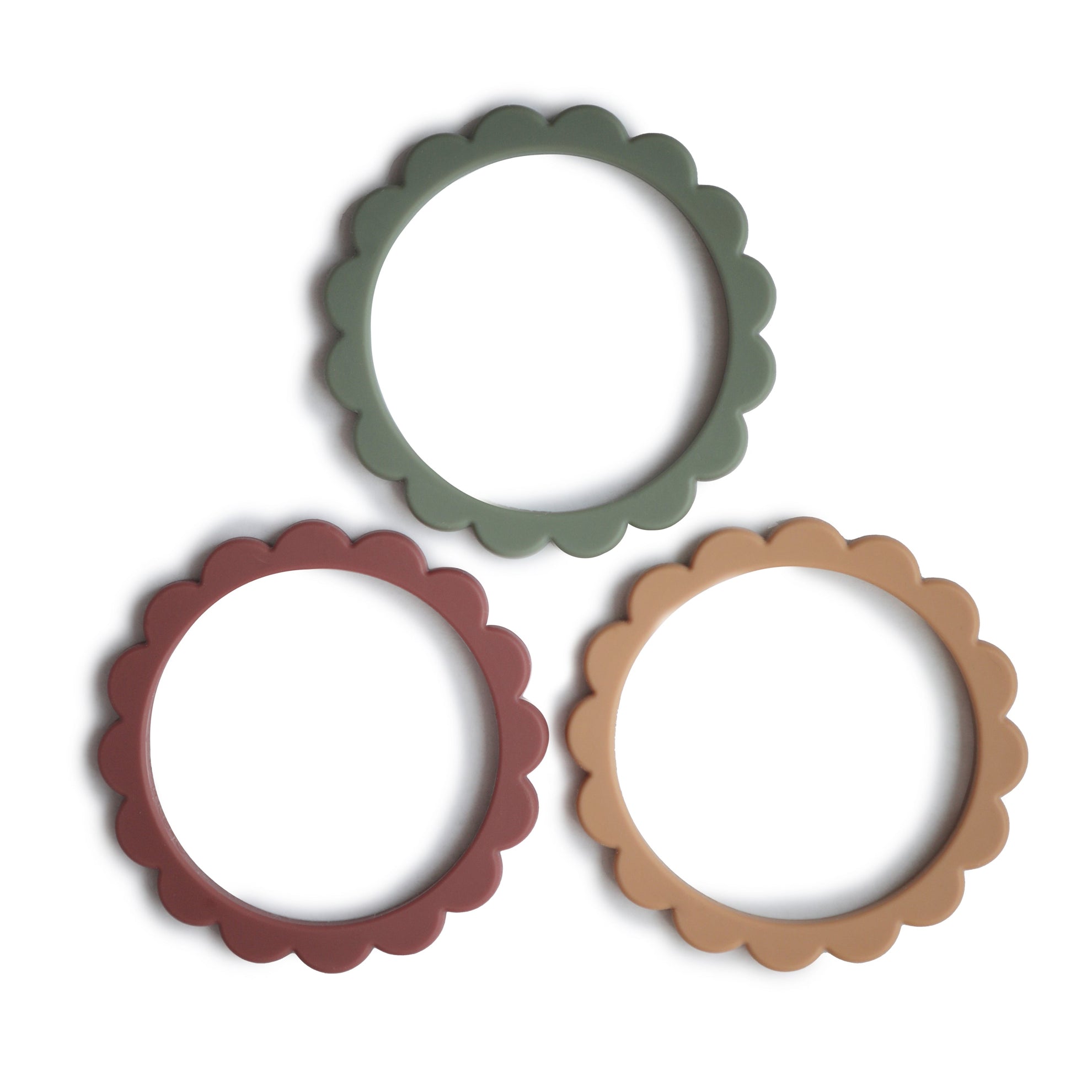 Mushie Flower Bracelet Teether 3-Pack Berry/Dried Thyme/Natural - Laadlee