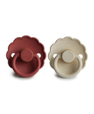 Frigg Daisy Latex Baby Pacifier 0-6M, 2Pack, Baked Clay/Cream - Size 1 - Laadlee