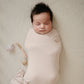 Mushie Knitted Baby Blanket Ribbed Beige Melange - Laadlee