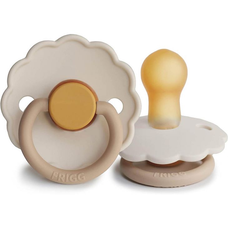 Frigg Daisy Latex Baby Pacifier 6M-18M, 2Pack, Chamomile - Size 2 - Laadlee