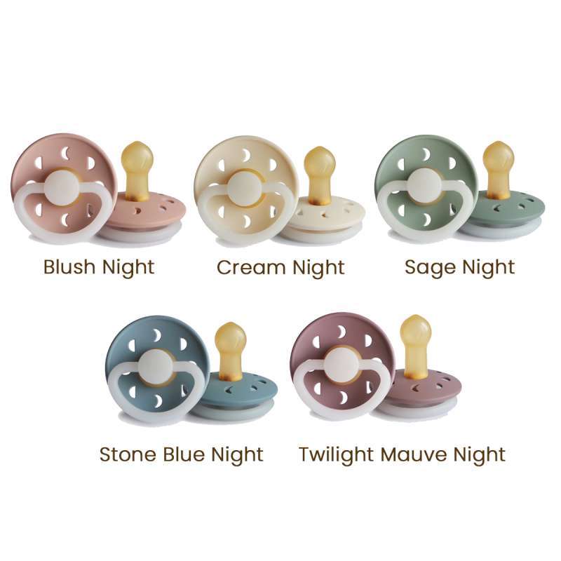 Frigg Moon Phase Latex Baby Pacifier 6M-18M, 2Pack, Twilight Mauve Night/Blush Night - Size 2 - Laadlee