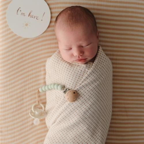 Mushie Swaddle - Caramel Polka Dots - Laadlee