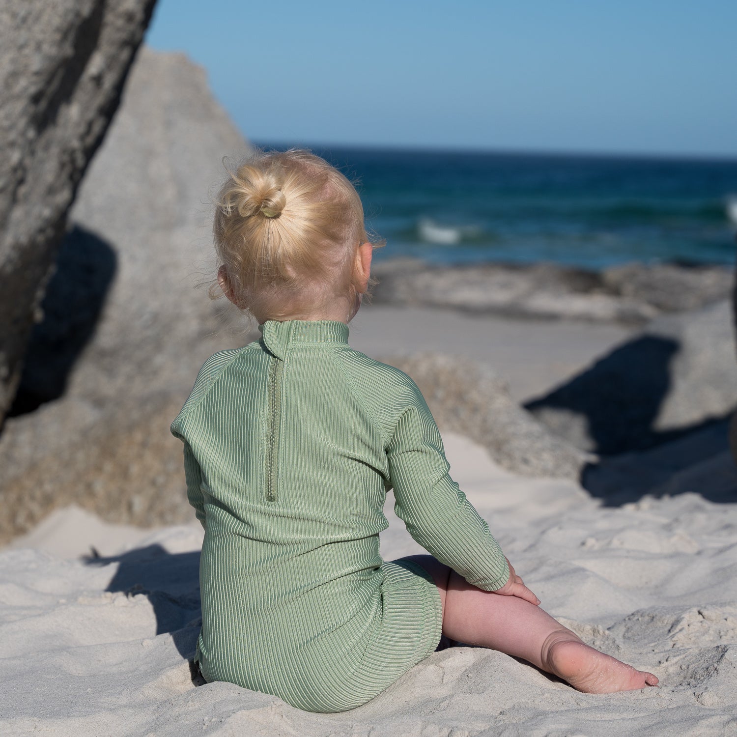 Beach & Bandits Basil Ribbed Baby Swimsuit - Laadlee