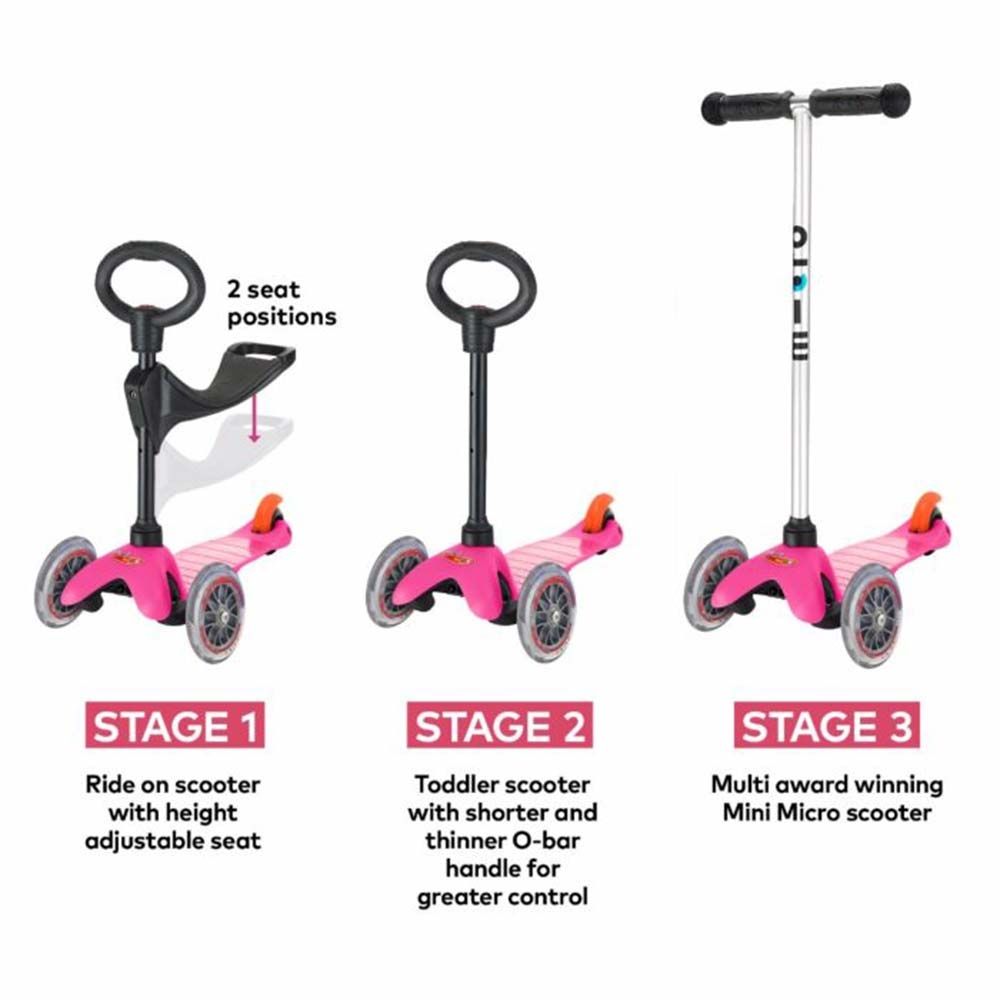 Micro Mini 3 In 1 Scooter - Pink - Laadlee