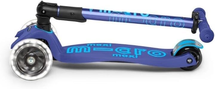 Maxi Micro Deluxe Foldable LED Scooter - Navy - Laadlee
