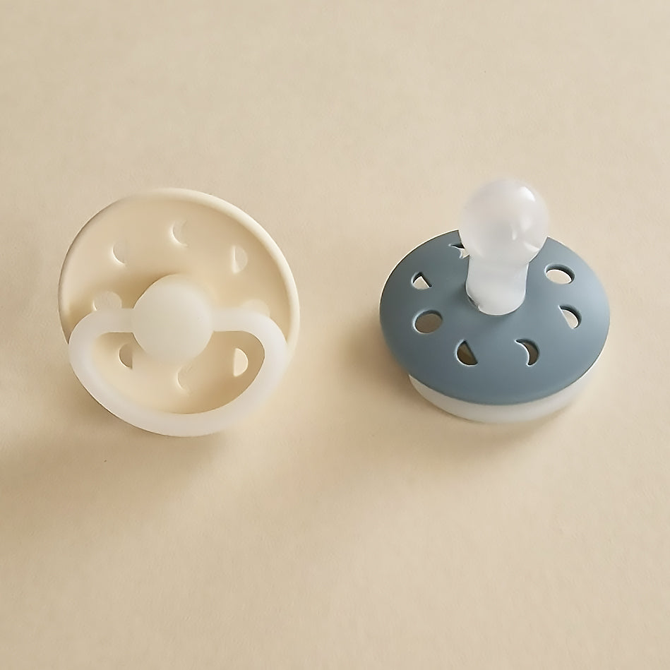Frigg Moon Phase Silicone Baby Pacifier 6M-18M, 2Pack, Stone Blue Night/Cream Night - Size 2 - Laadlee