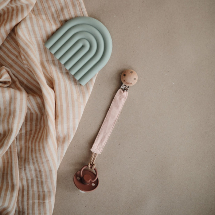 Mushie Pacifier Fabric Clips Natural - Laadlee