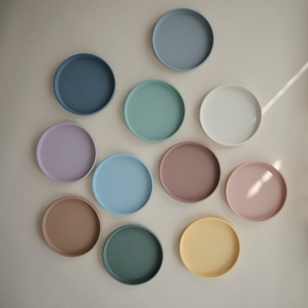 Mushie Classic Silicone Suction Plate Stone - Laadlee