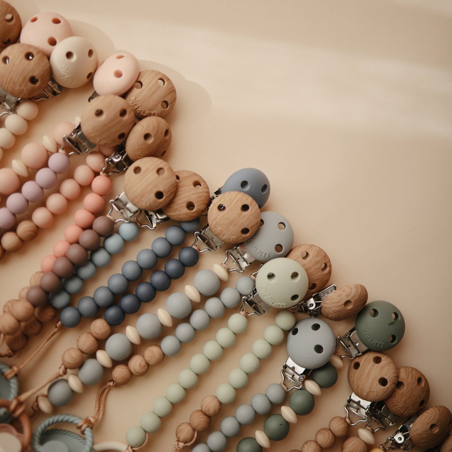 Mushie Pacifier Clips Eva Ash - Laadlee