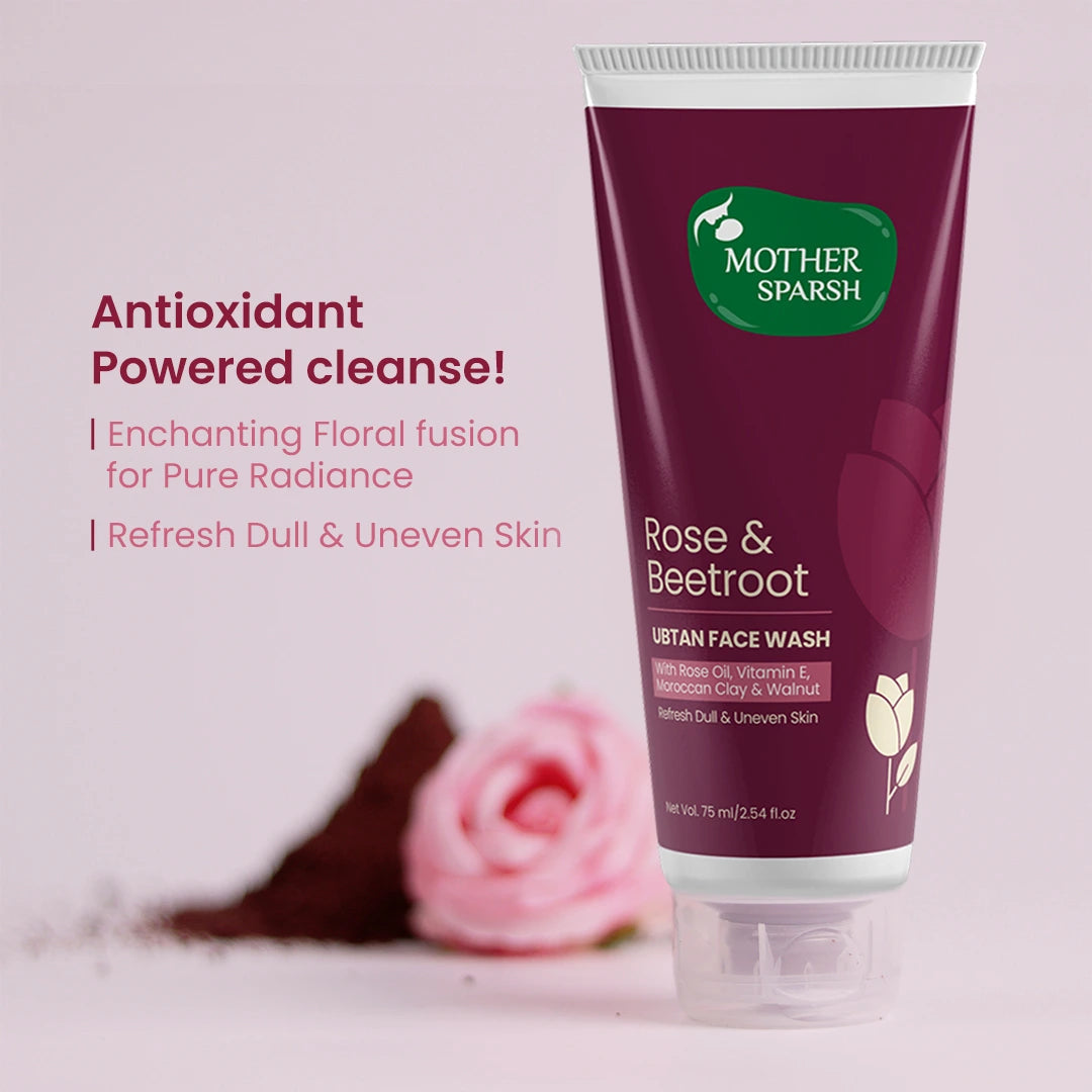 Mother Sparsh Rose & Beetroot Ubtan Facewash - 75ml - Laadlee