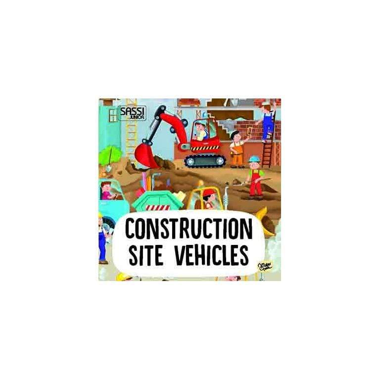 Sassi Book and Giant Puzzle Round Box - Construction Site Vehicles - Laadlee