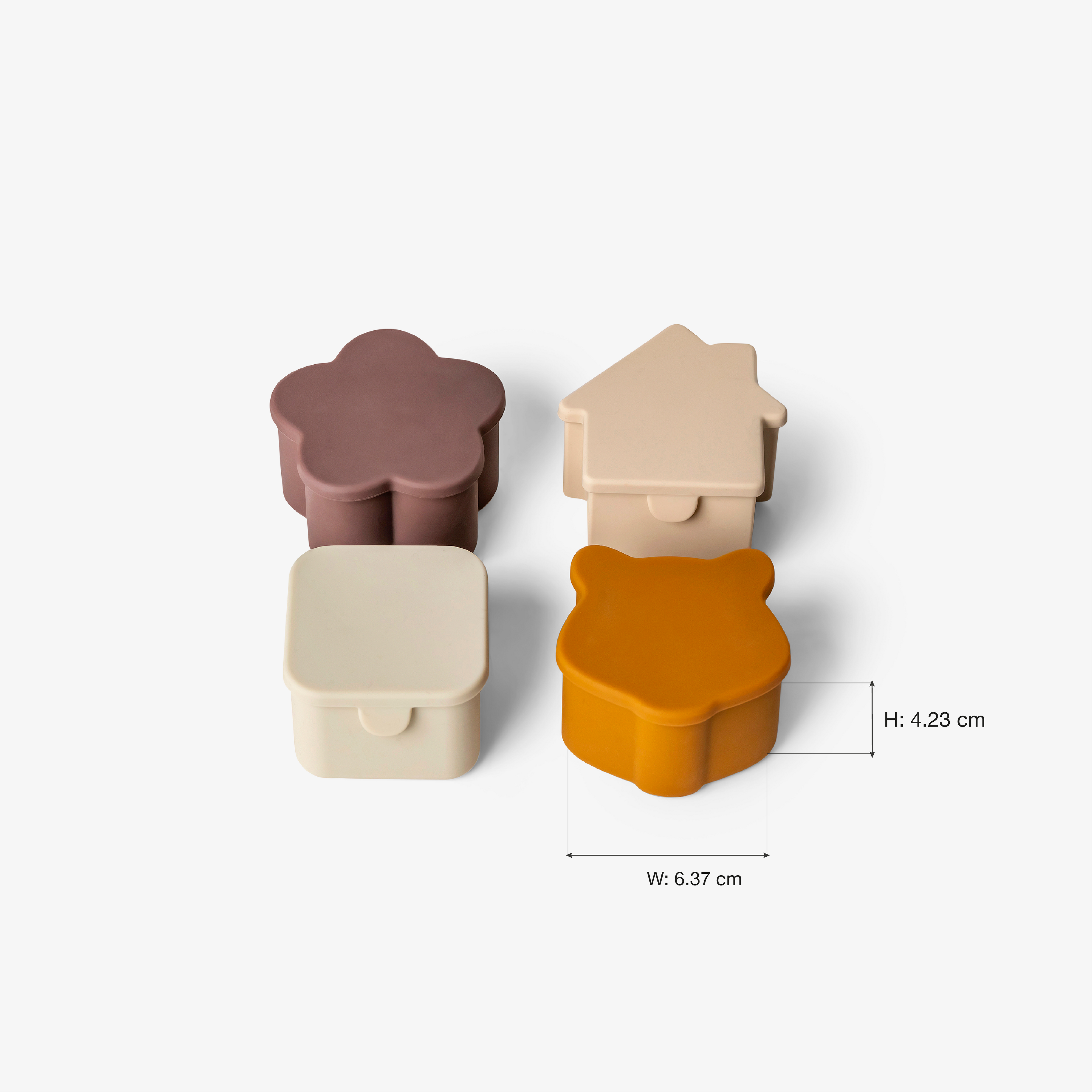 Citron Silicone Lunchbox Organizers Set of 4 - Caramel/Green/Grey - Laadlee