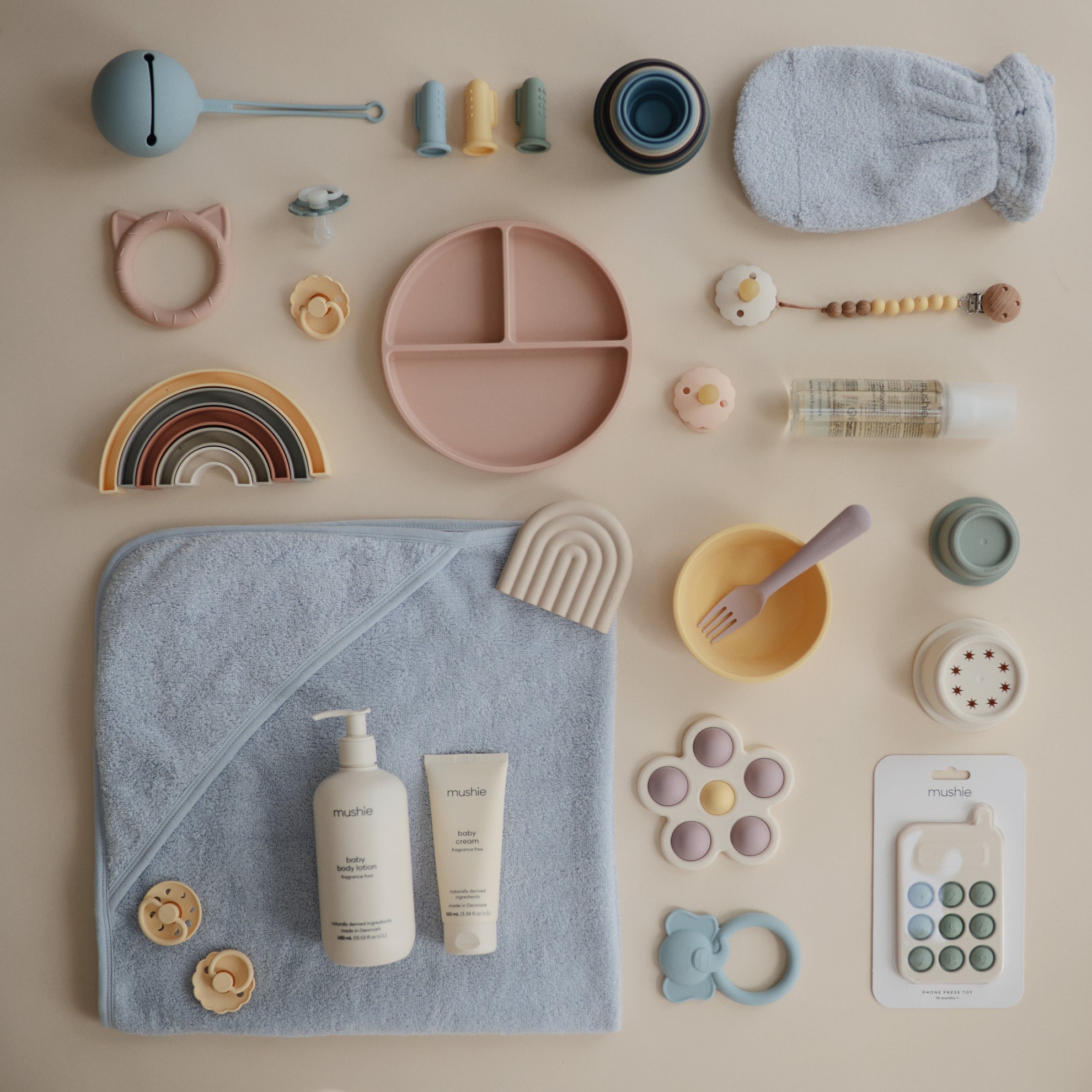 Mushie Hooded Towel Baby Blue - Laadlee