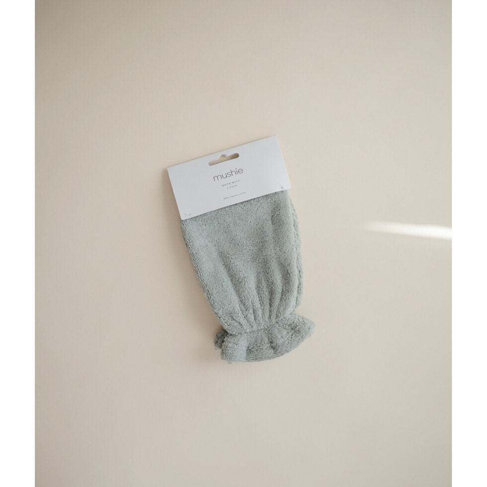 Mushie Bath Mitt 2-Pack Moss - Laadlee