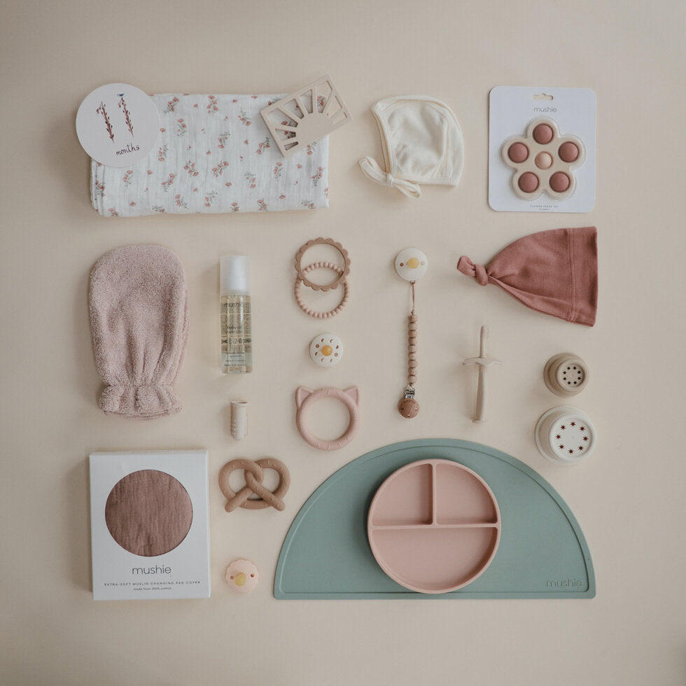 Mushie Bath Mitt 2-Pack Blush - Laadlee