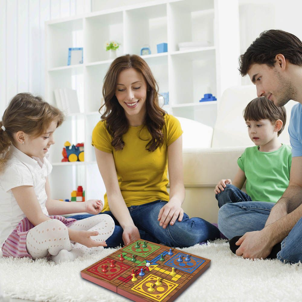 Ambassador - Folding Wood Ludo Set - Laadlee