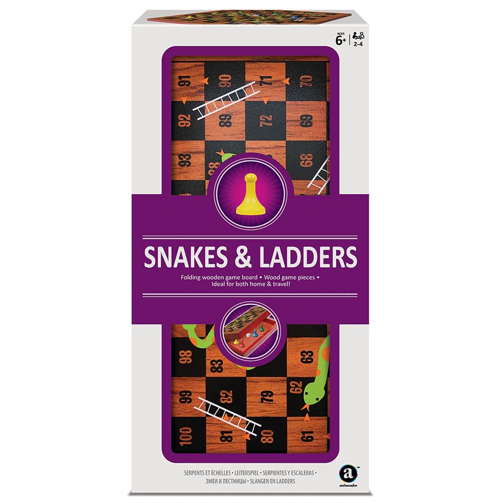 Ambassador - Folding Wood Snakes & Ladders Set - Laadlee