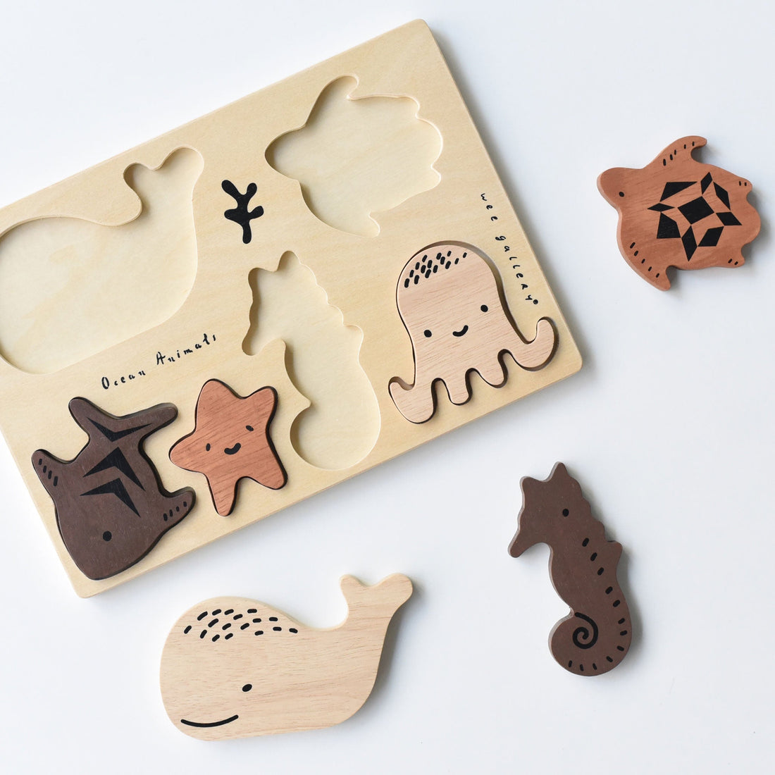Wee Gallery - Wooden Tray Puzzle - Ocean Animals - Laadlee