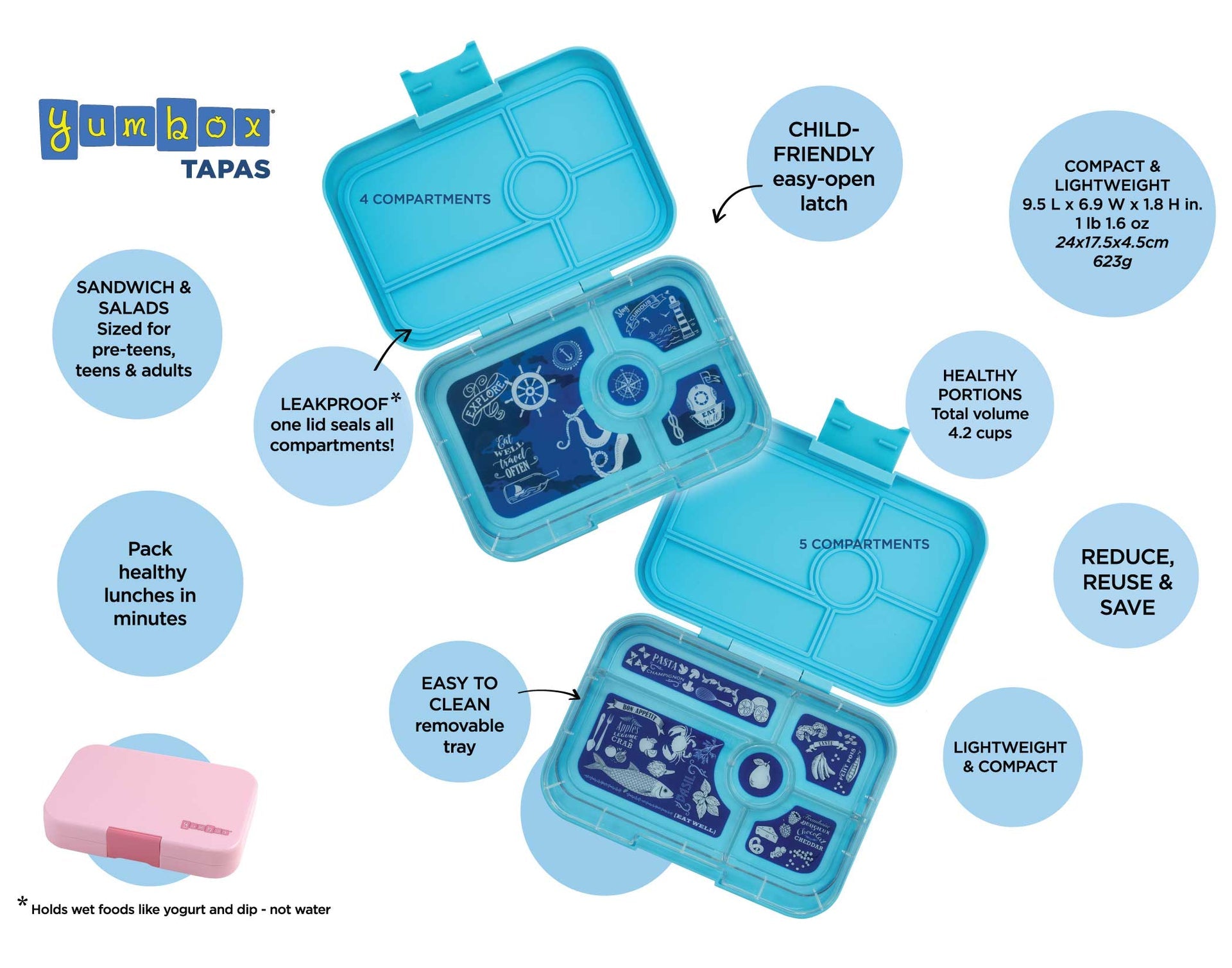 Yumbox Tapas 5 Compartment Bon Appetit Lunch Box - Seville Purple - Laadlee